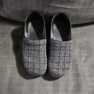 Dansko Black and White Tweed Clogs